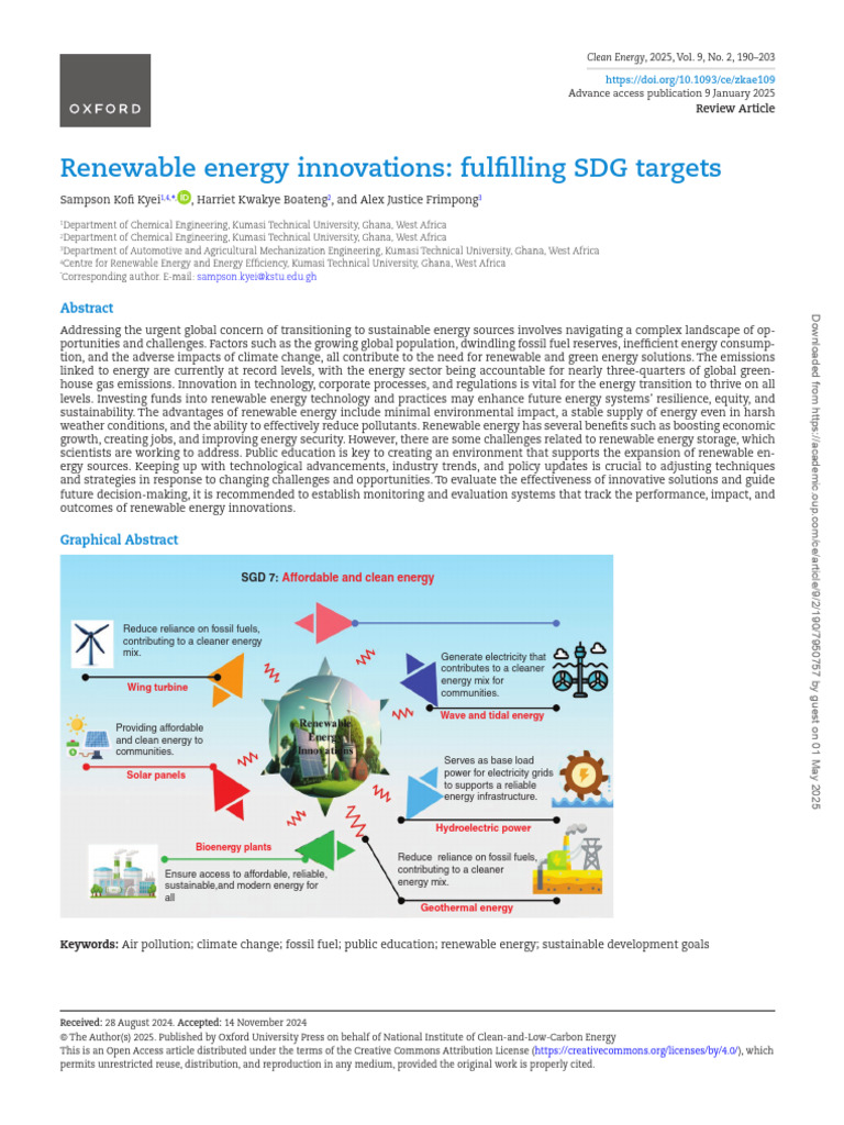 Renewable Energy Innovations for SDGs | PDF | Renewable Energy | Energy ...