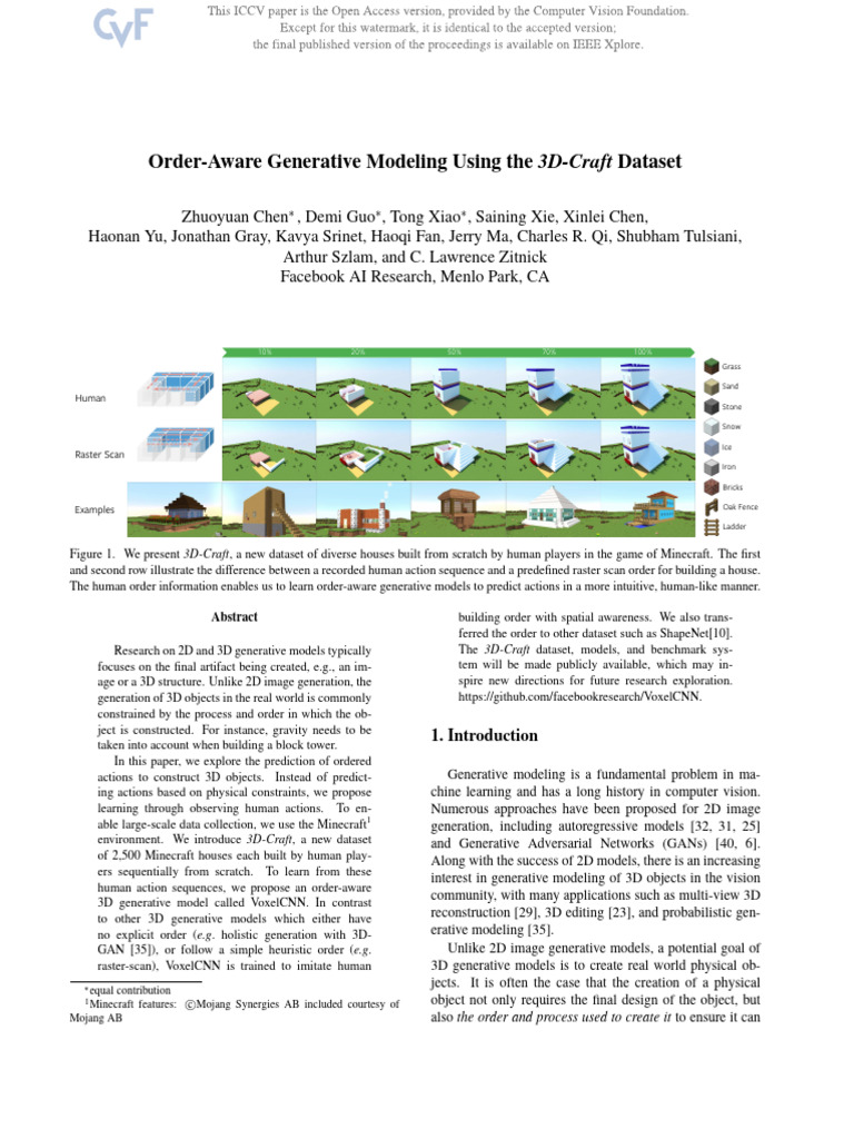 3D-Craft: Order-Aware Generative Model | PDF | 3 D Computer Graphics ...