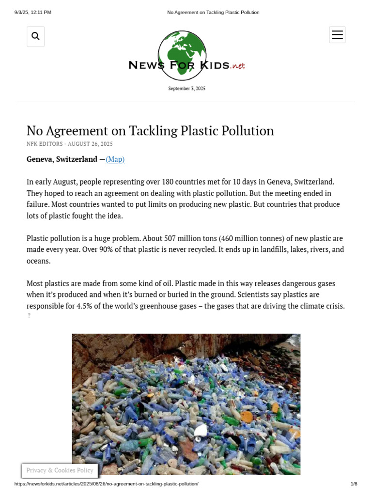 No Agreement On Tackling Plastic Pollution | PDF | Climate Change | Plastic