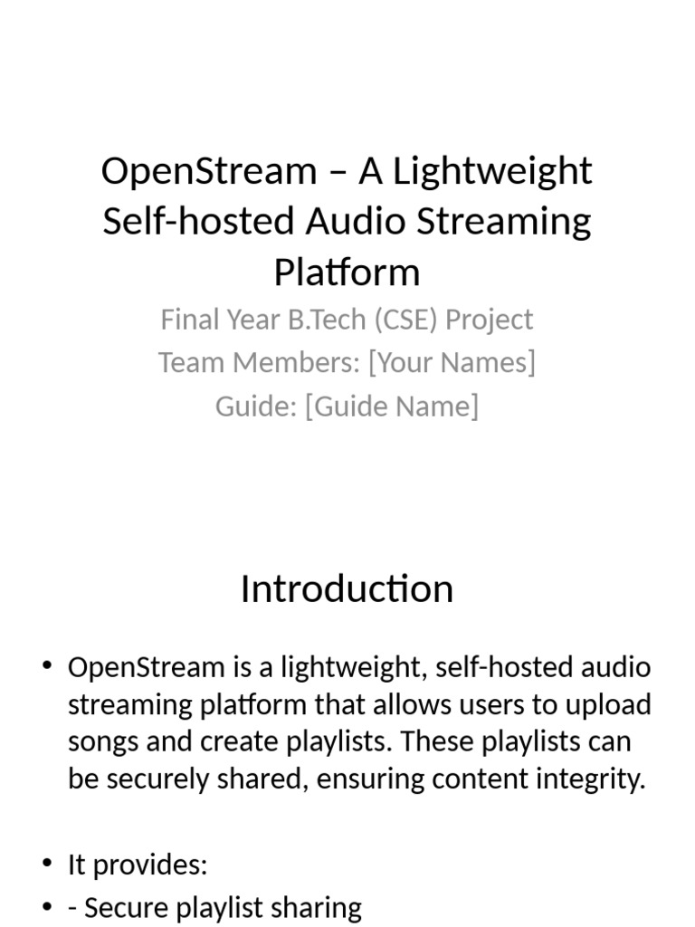 OpenStream: Self-Hosted Audio Platform | PDF | Streaming Media | Spotify