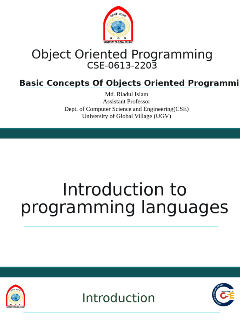 Introduction to Object Oriented Programming | PDF | Object Oriented ...