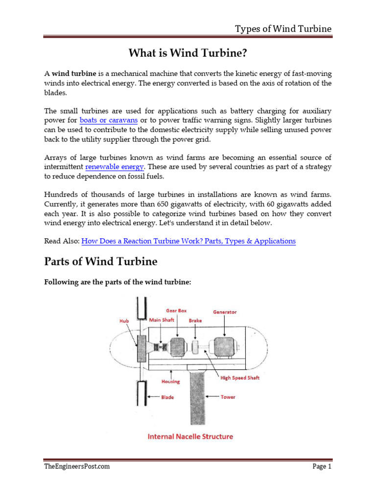 Types of Wind Turbines Explained | PDF | Wind Turbine | Wind Power