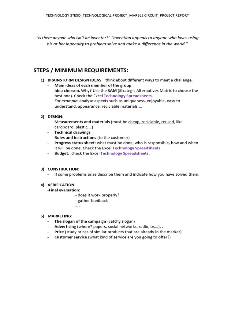 PROJECT REPORT - Minimum Requirements | PDF