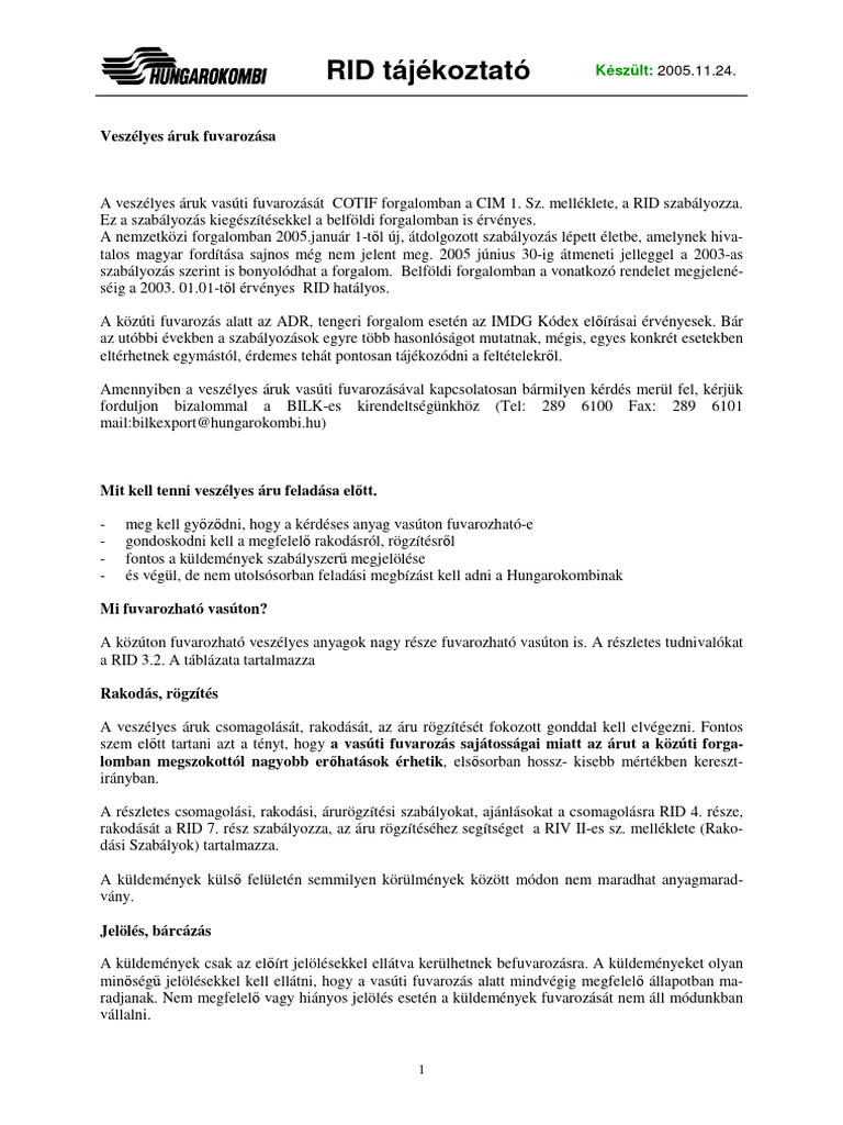 Rid Tajekoztato | PDF