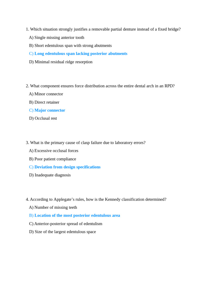 RPD Test Preparation Guide | PDF | Dentistry Branches | Dentistry