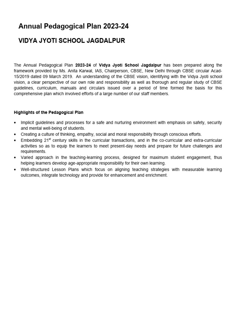 Acpp 2023 24 | PDF | Pedagogy | Learning