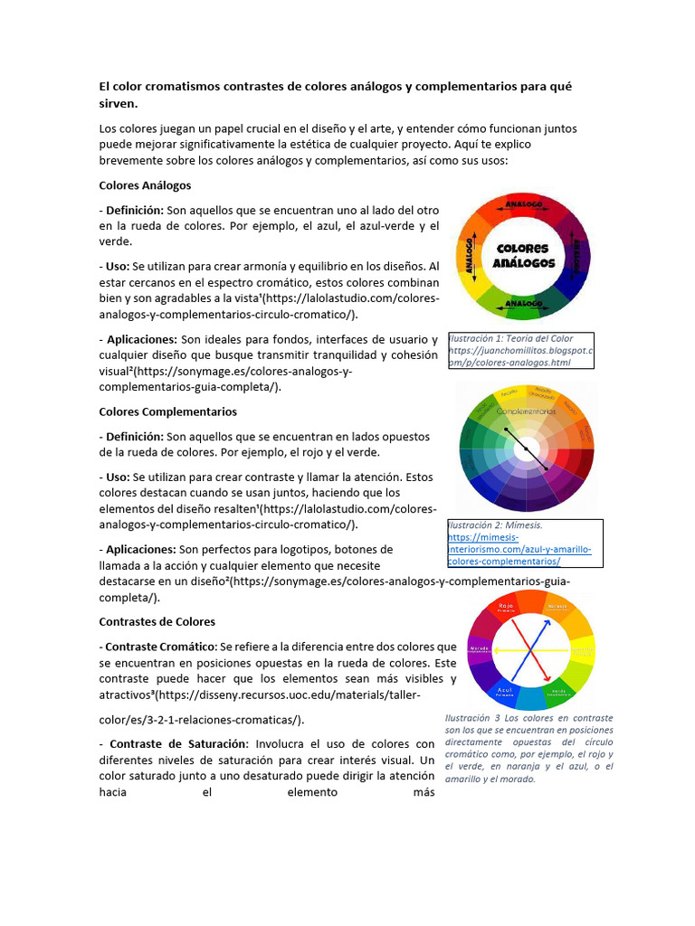 Colores Análogos y Complementarios: Usos | PDF | Color | Verde