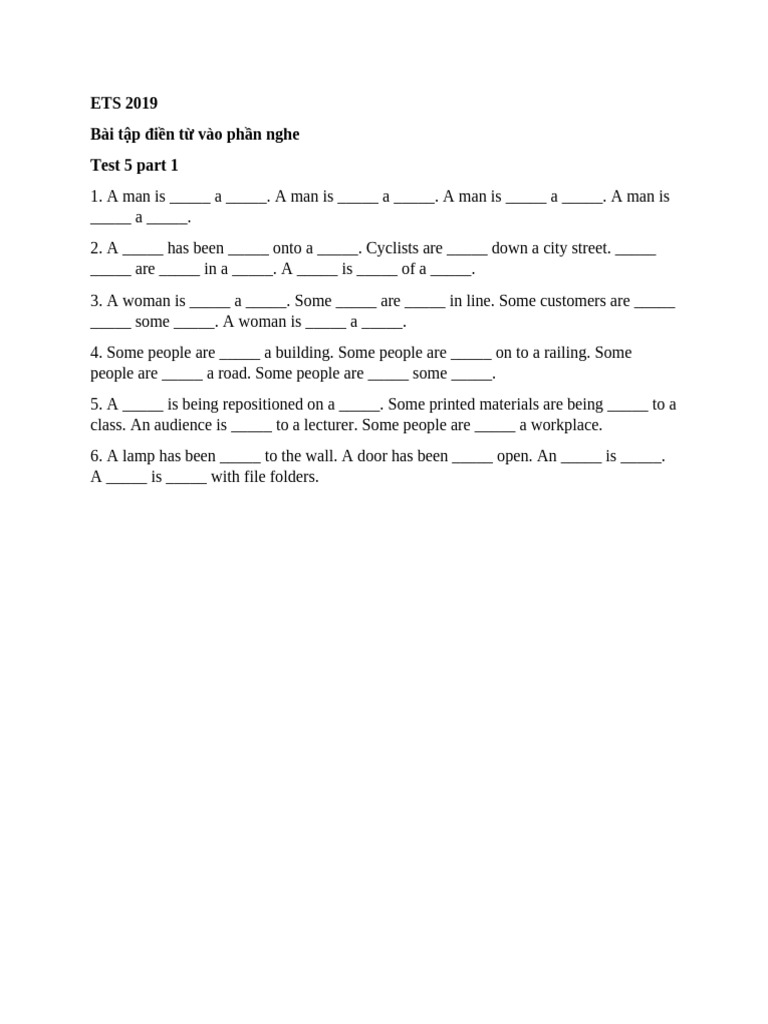 Điền Từ ETS 2019 Test 5 Part 1 | PDF