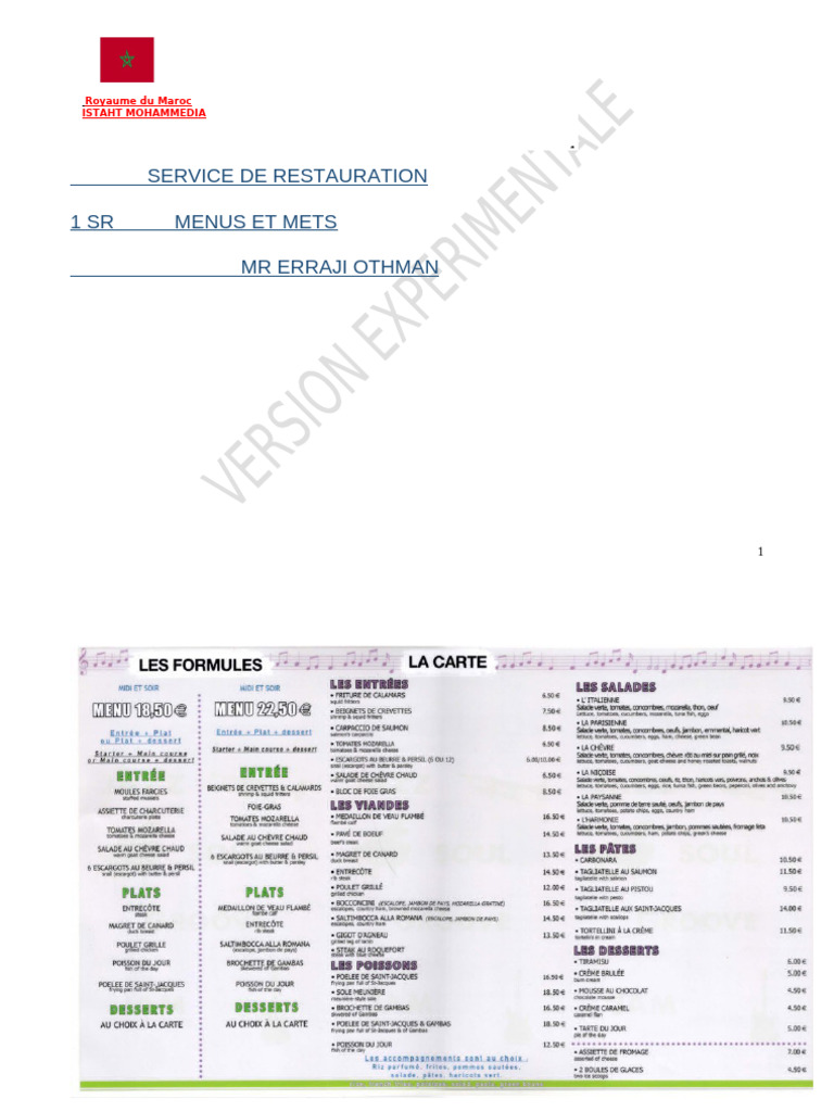 Menus et mets : Guide de restauration | PDF | sauce | Repas