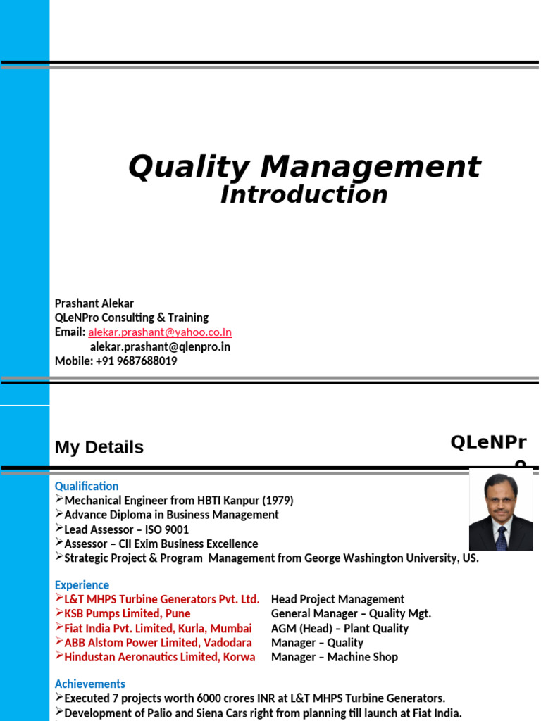 1.0 Quality Management Introduction | PDF | Quality Assurance | Quality ...