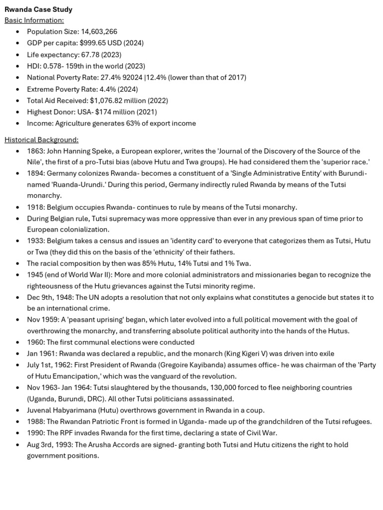 Rwanda Genocide Case Study Overview | PDF | Rwandan Genocide | Hutu