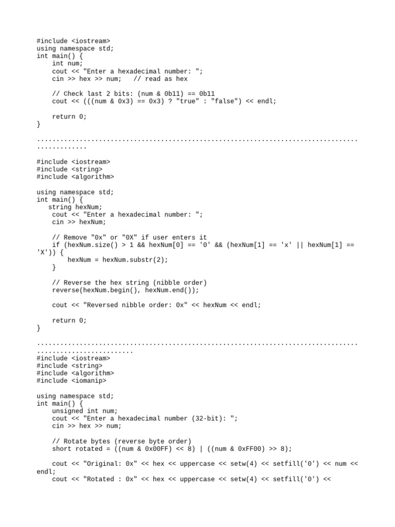 Hexadecimal Number Manipulations | PDF