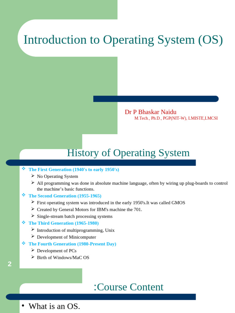 Overview of Operating Systems and Functions | PDF | Operating System ...
