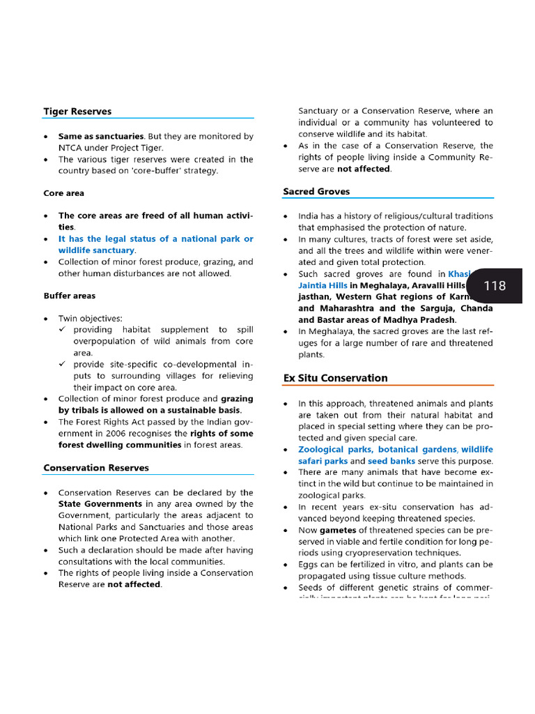 Tiger Reserve Notes | PDF