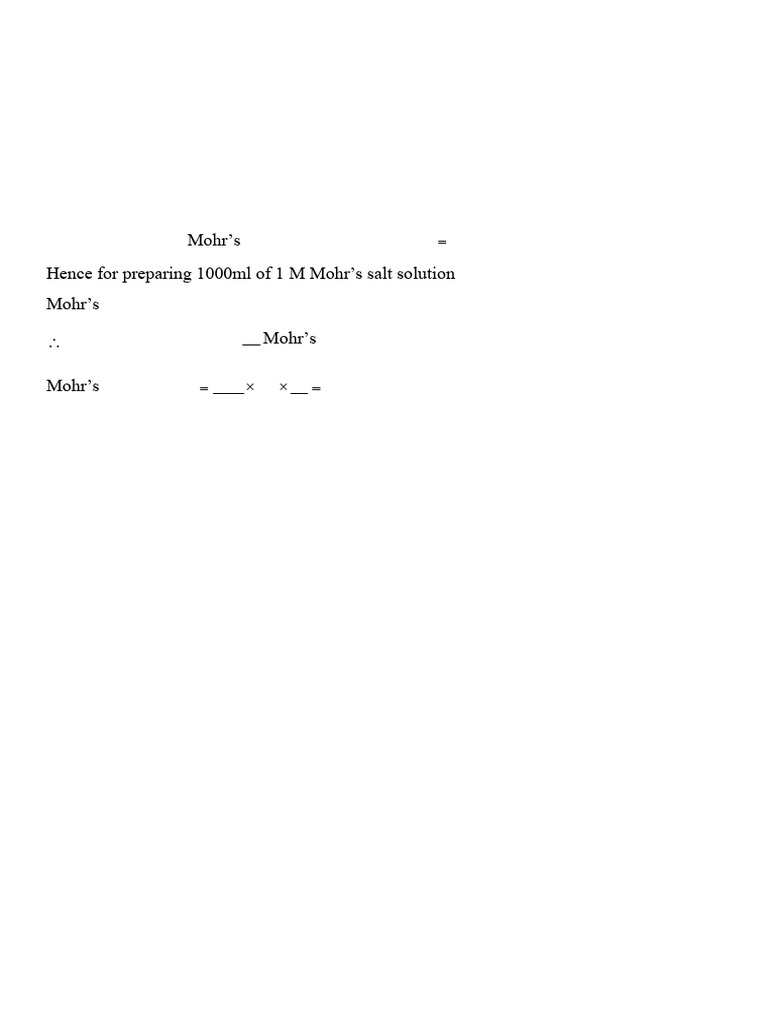 Prepare M/20 Mohr's Salt Solution | PDF