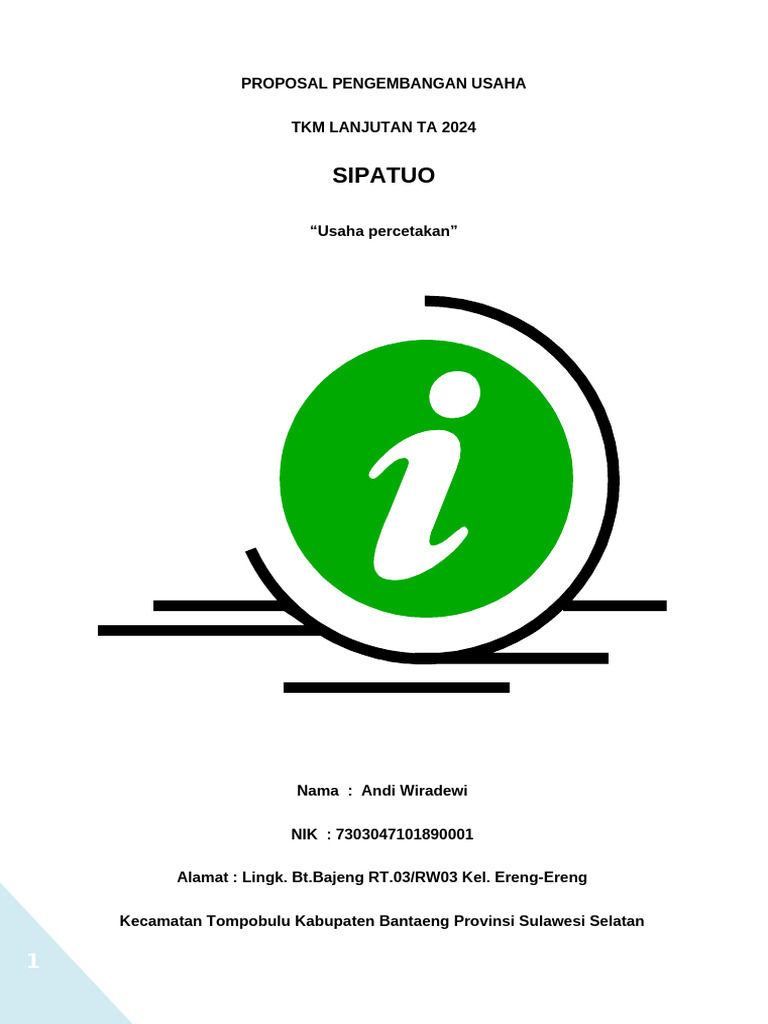 Proposal Usaha Percetakan Sipatuo 2024 | PDF