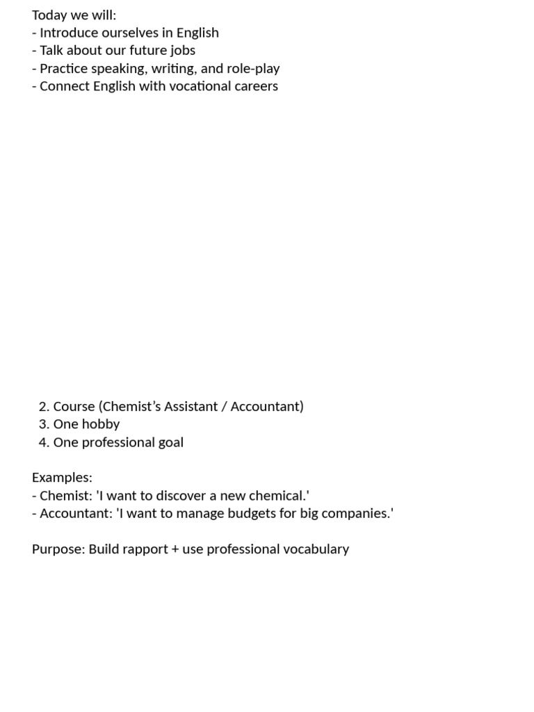 Vocational English Lesson1 | PDF