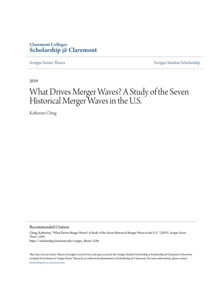 Causes of U.S. Merger Waves Explained | PDF | Mergers And Acquisitions ...