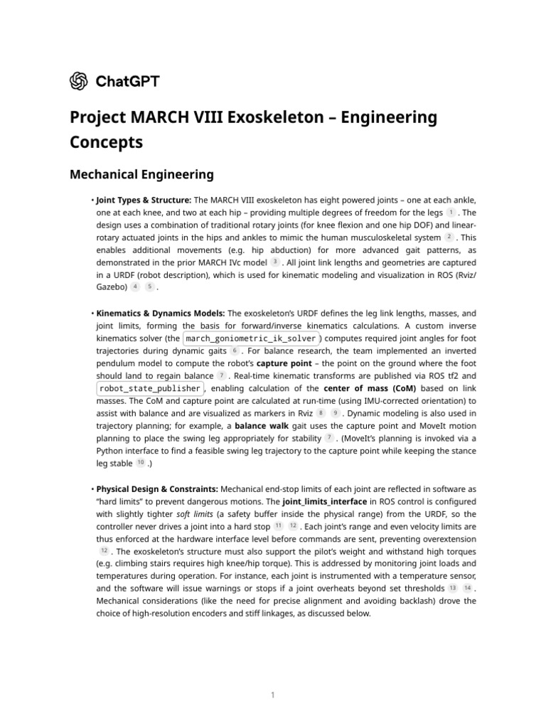 MARCH VIII Exoskeleton Engineering Overview | PDF | Kinematics | Simulation