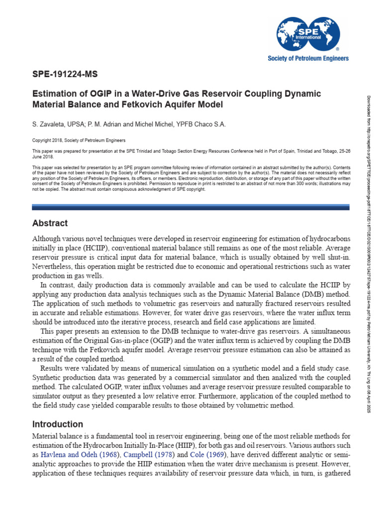 Estimating OGIP in Water-Drive Gas Reservoirs | PDF | Petroleum ...