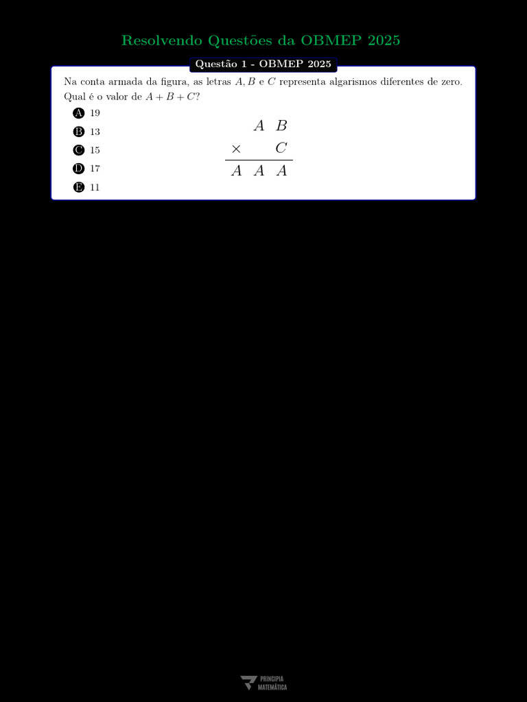 Questões OBMEP 2025: Desafios Matemáticos | PDF | Pi | Matemática