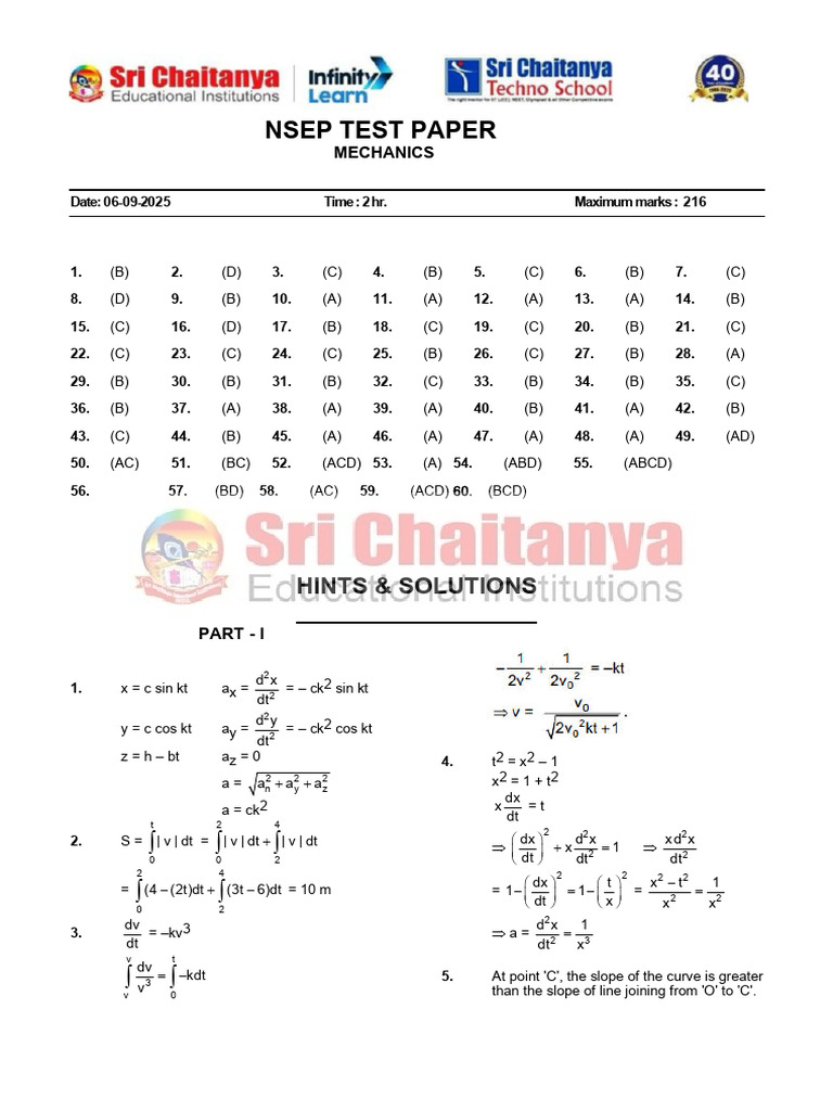 NSEP - Paper 1 Answer Key and Solution | PDF | Euclidean Geometry | Physics