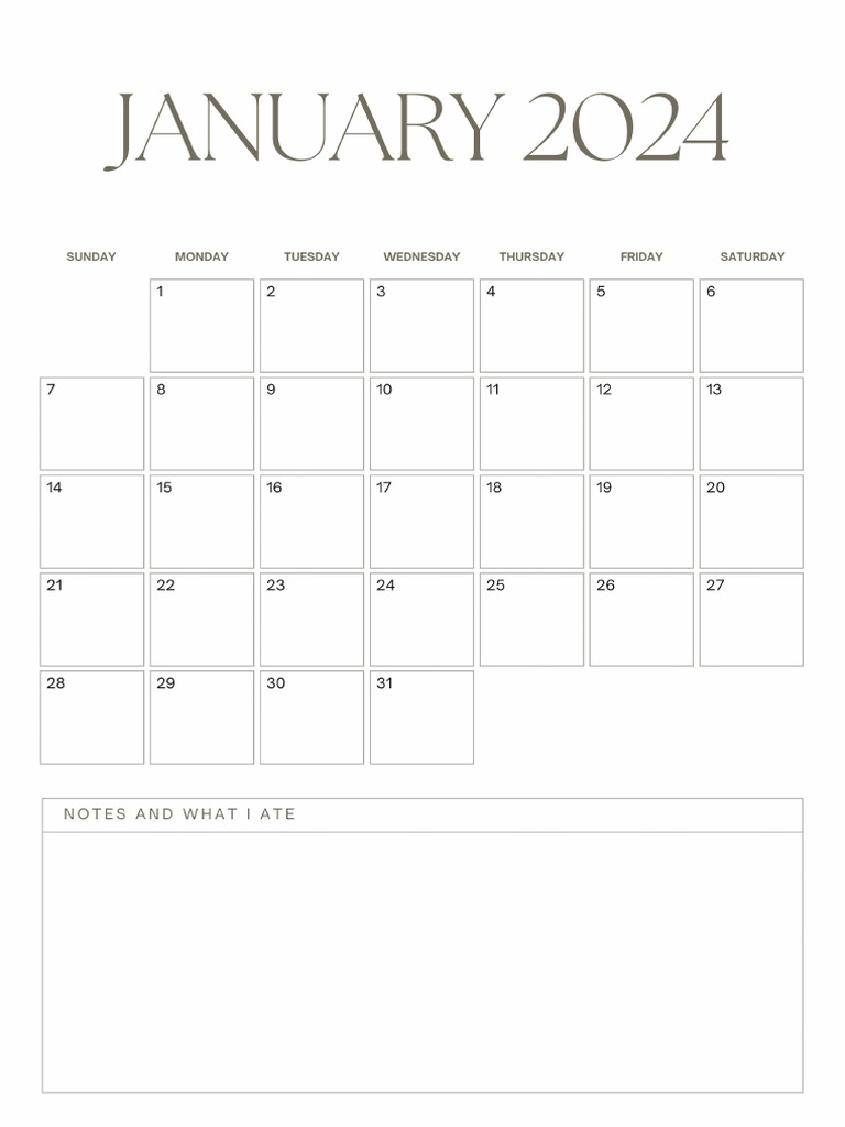 Simple and Minimal Monthly Printable Planner 2024 Calendar | PDF