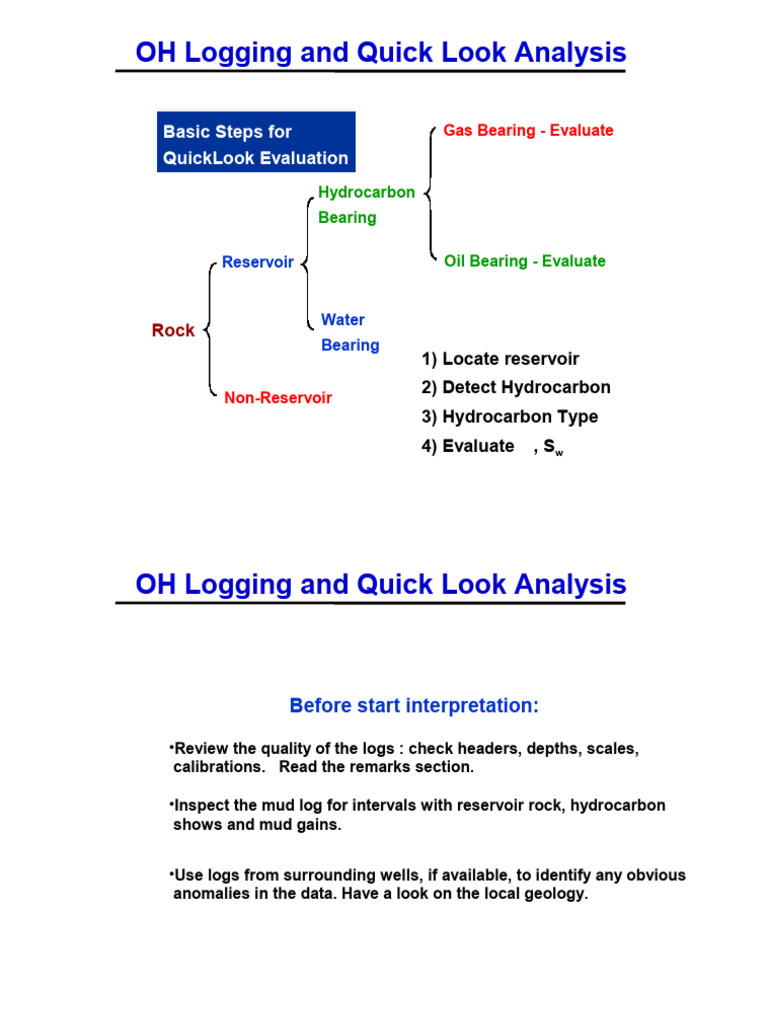 OH Logging Quick Look Evaluation Guide | PDF | Petroleum Reservoir
