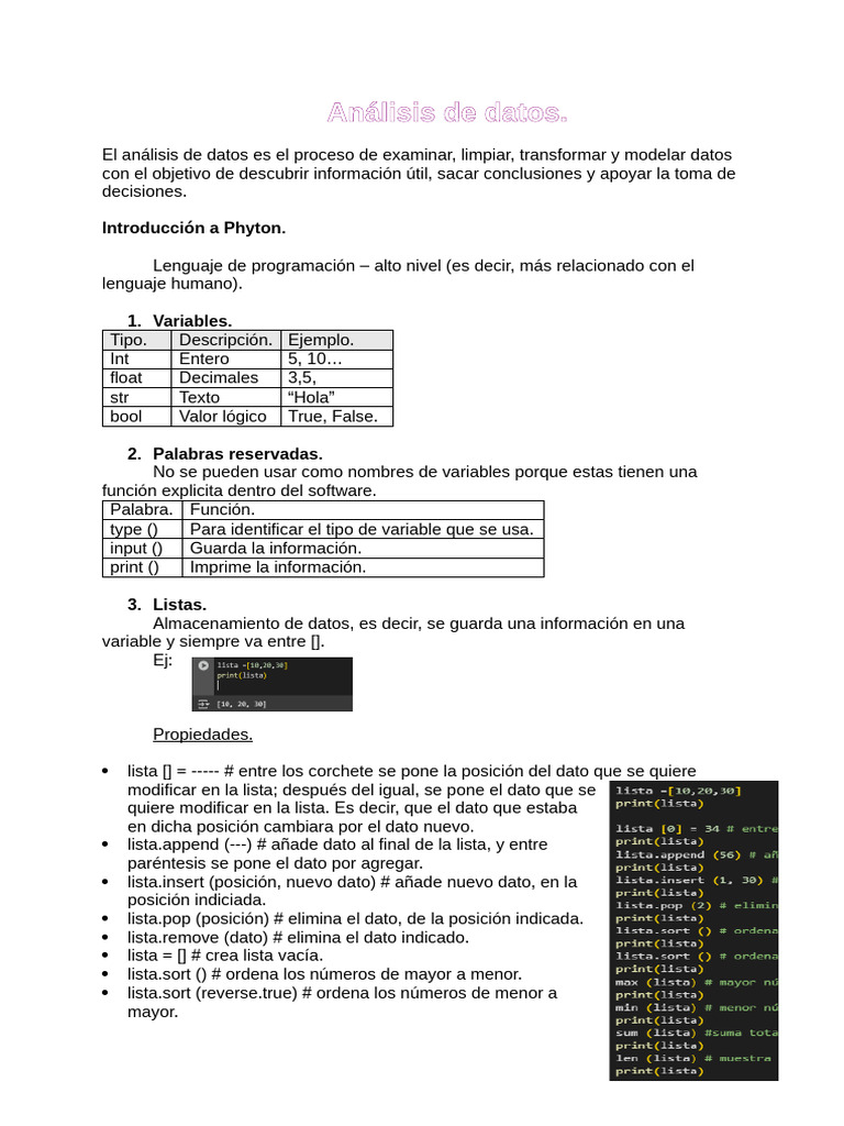Introducción a Python para Análisis de Datos | PDF | Programación de ...