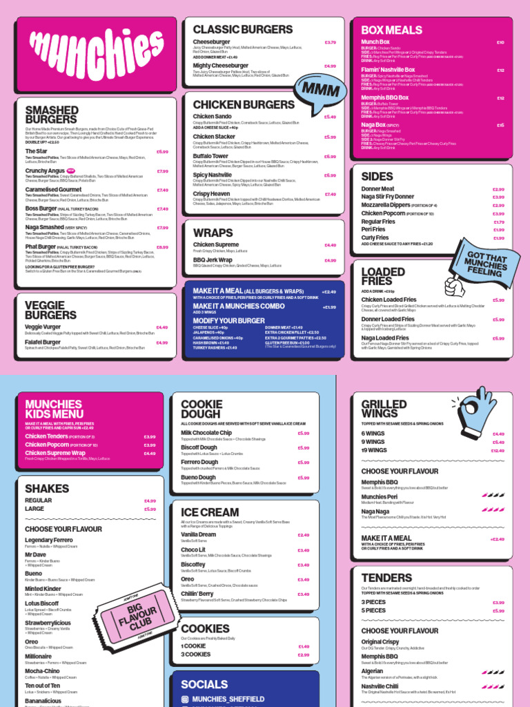 Munchies Menu | PDF | Hamburgers | French Fries