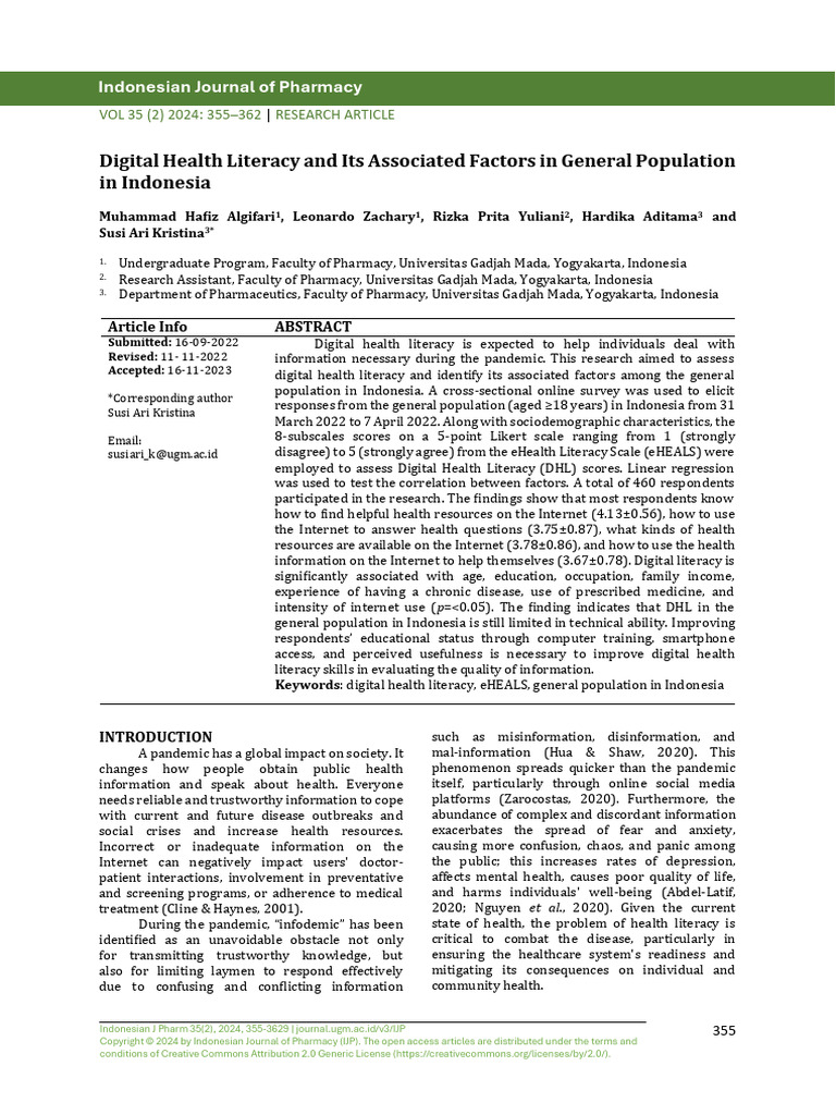 Artikel 4 - Digital Literacy Survey | PDF | Internet | Health Care