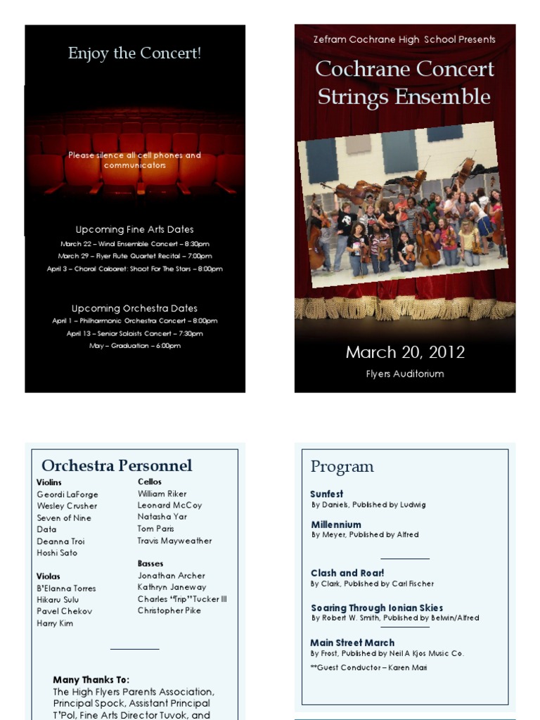 Upcoming Fine Arts Concert Schedule | PDF | Poetry