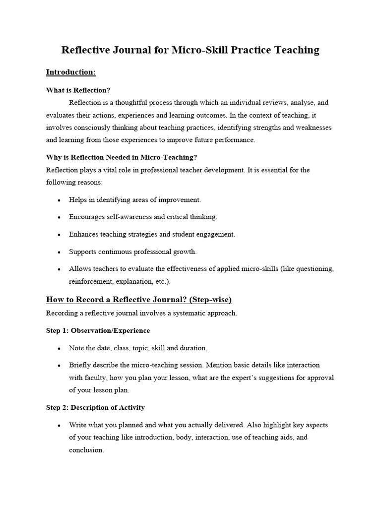 Reflective Journal For Micro | PDF | Teachers | Critical Thinking
