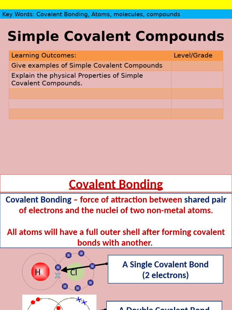 Properties of Simple Covalent Compounds | PDF | Chemical Bond ...