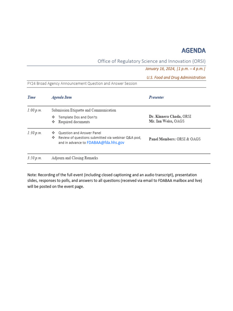 2024 Baa External Qa Session Agenda Pdf