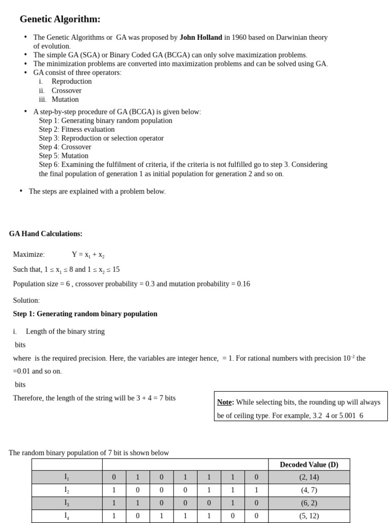 Overview of Holland's Genetic Algorithm | PDF | Genetic Algorithm ...