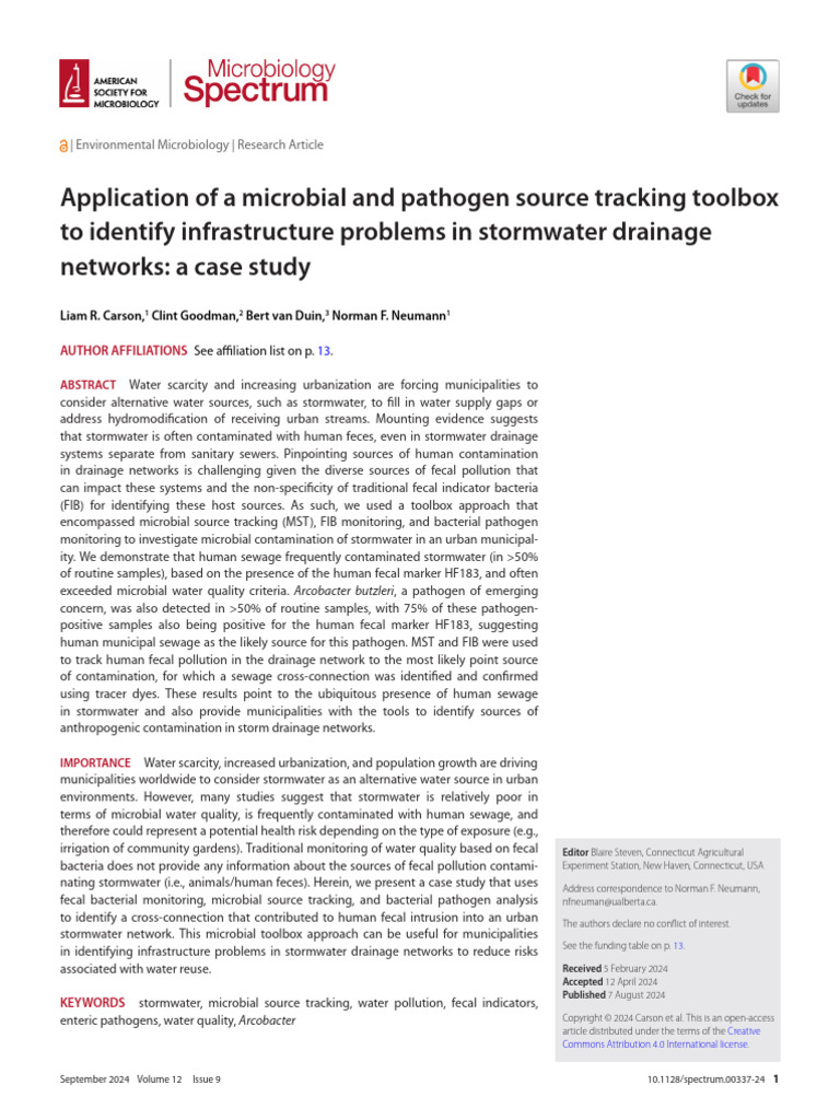 Carson Et Al 2024 Application of A Microbial and Pathogen Source ...