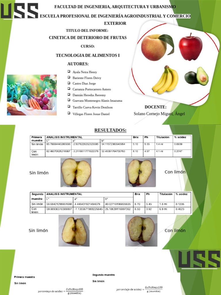 Cinetica - de - Deterioro - de - Frutas - INF2 | PDF