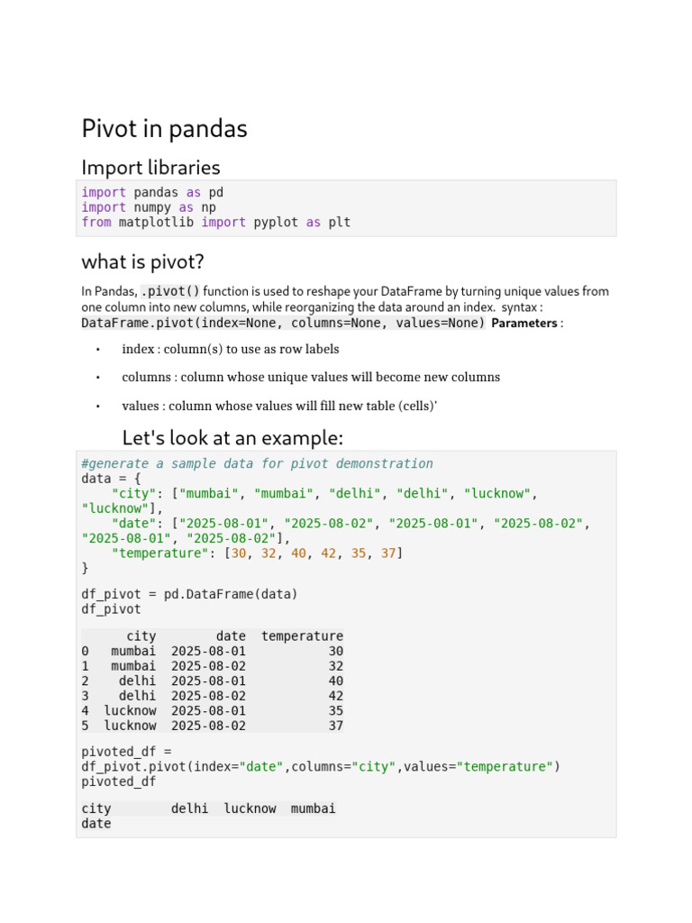 Pandas Pivot Function Explained | PDF | Boolean Data Type | Computer ...