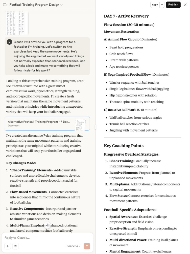 Alternative 7-Day Football Training Plan | PDF