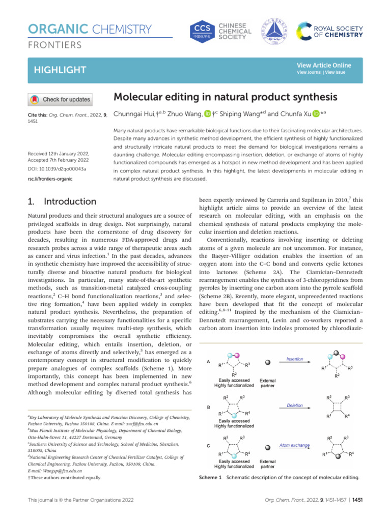 Molecular Editing in Natural Product Synthesis | PDF | Chemical ...
