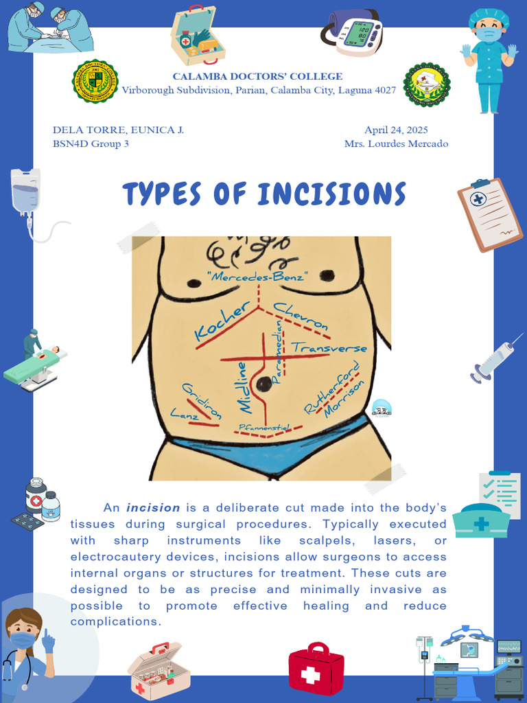 Types of Incisions - Dela Torre | PDF | Abdomen | Surgery