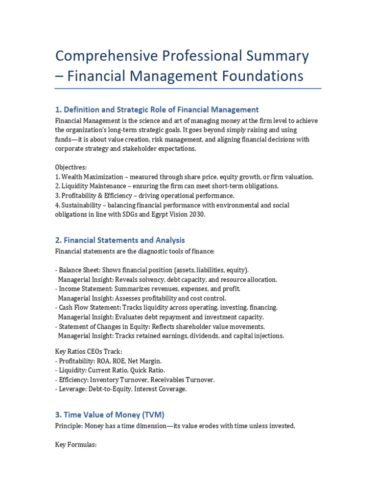 Financial Management Summary | PDF | Internal Rate Of Return | Net ...