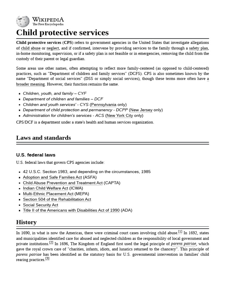 Overview of Child Protective Services PDF Child Protective Services