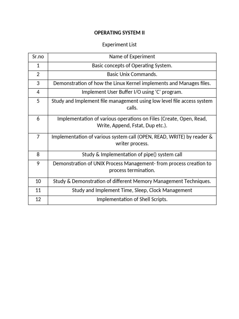 Operating System II Experiment Guide | PDF