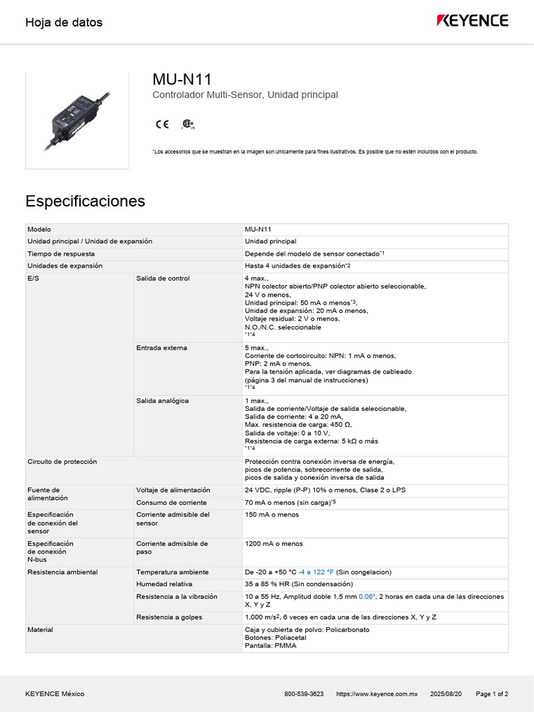 Controlador Multi-Sensor MU-N11 Especificaciones | PDF | Transistor de ...