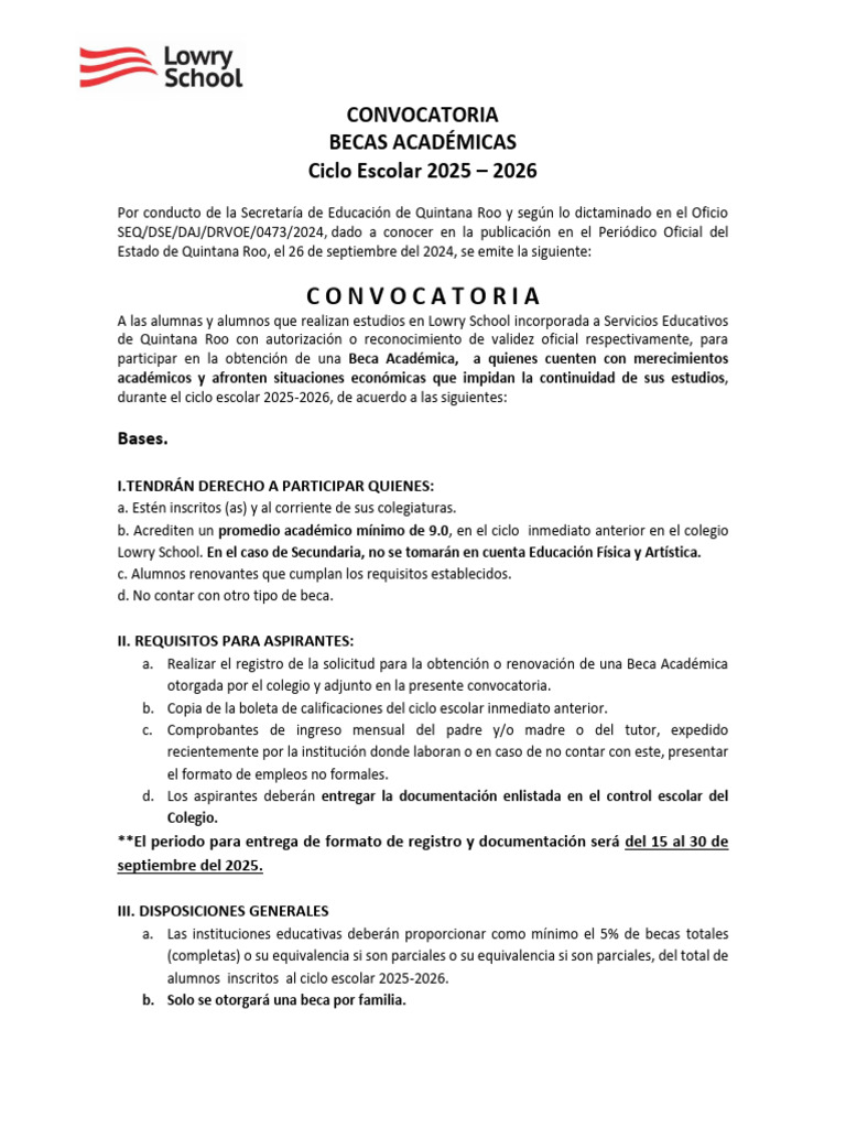 Becas Académicas 2025 Quintana Roo | PDF | Beca