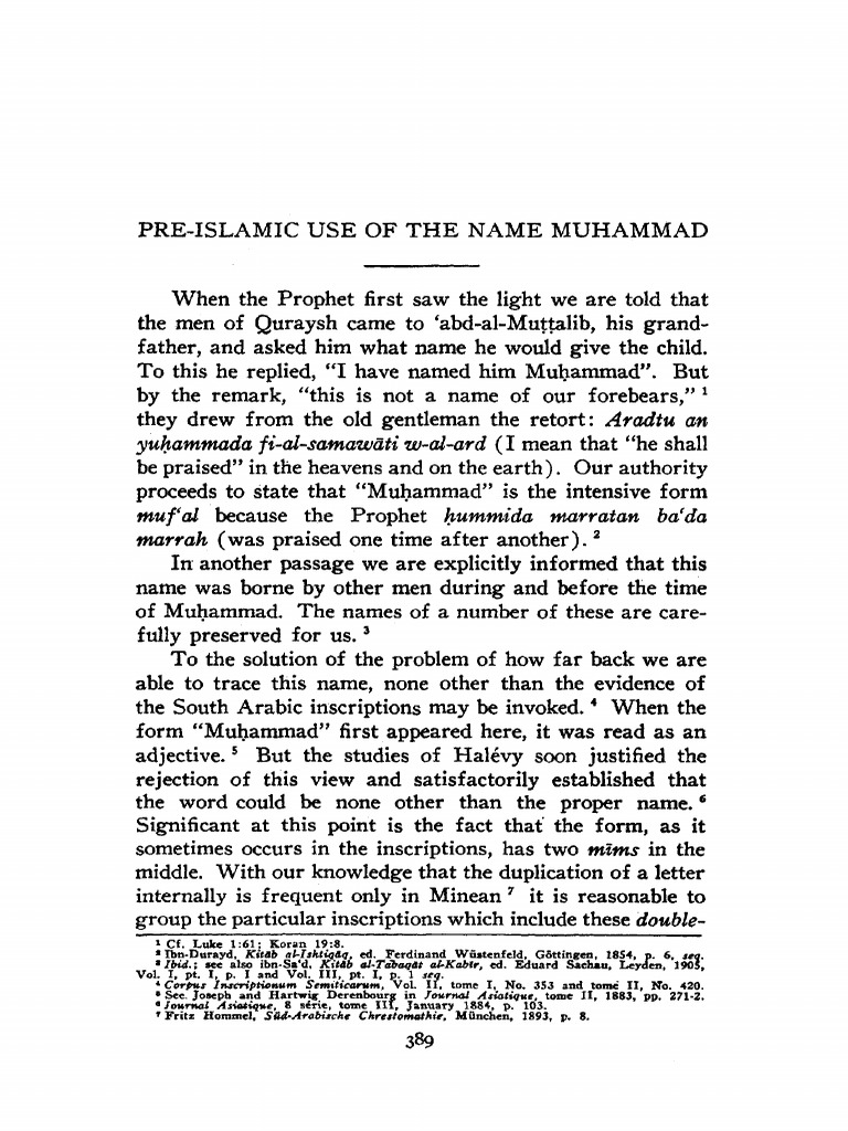 Pre-Islamic Origins of Muhammad's Name | PDF | Muhammad | Arabic