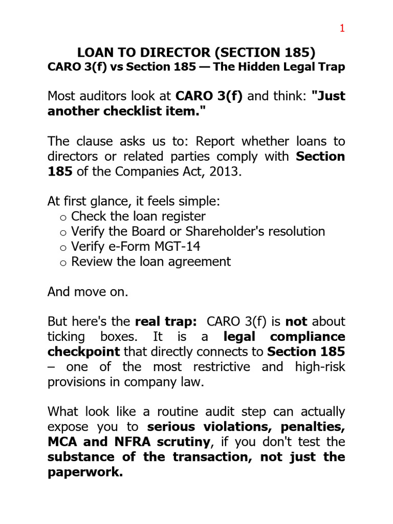 Section 185 Compliance in Audits | PDF | Audit | Loans
