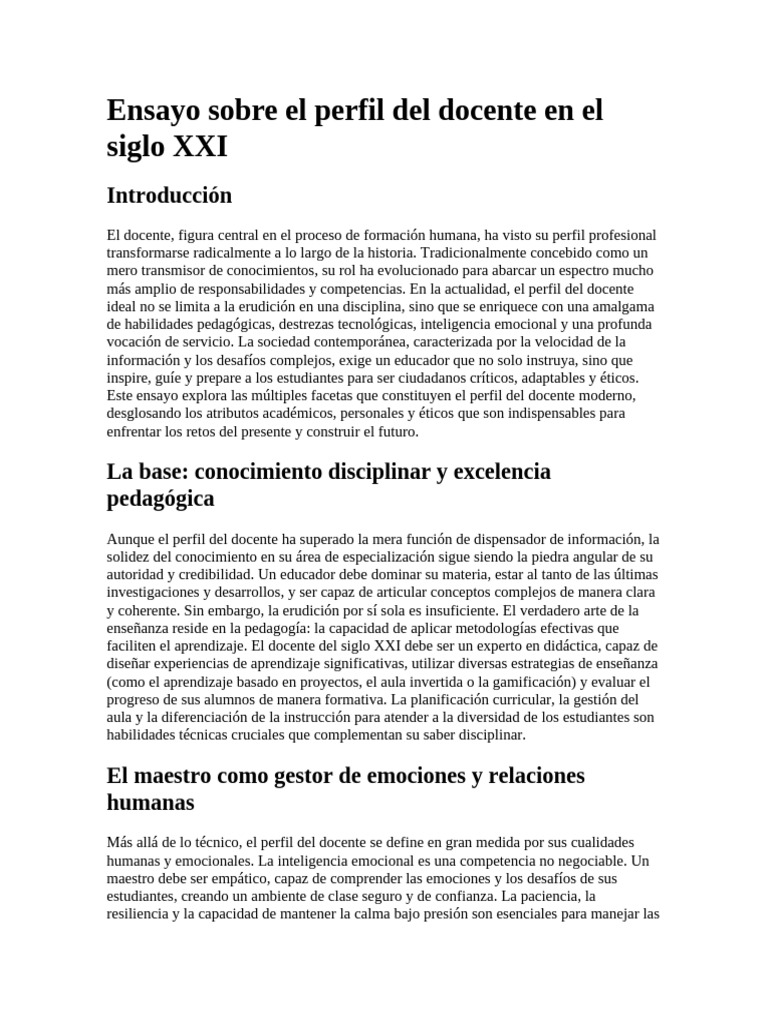 Perfil del Docente en el Siglo XXI | PDF | Maestros | Enseñando